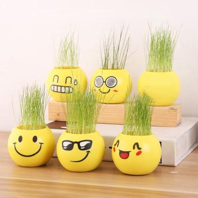 Милый пластиковый горшок Mini Emoji DIY посадка травы домашний рабочий стол окно цветочный горшок
