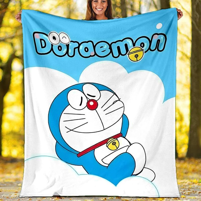 Doraemon printed throw blanket—soft,warm;versatile blanket for all seasons—perfect as &air-conditioning throw,nap blanket