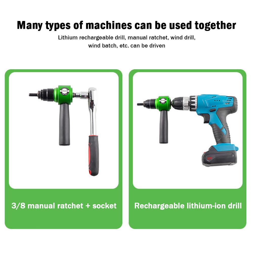 Electric Rivet Gun Removable Electric M3~M8 Rivet Nut Gun Adapter Insert Nut Pull Riveting Tool for Electric Drill/Hand Wrench
