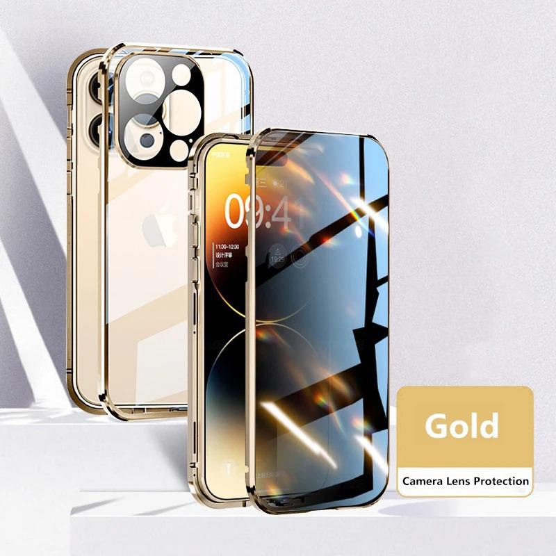 Защитное стекло Anti Spy Privacy с защитой линз Магнитный чехол-присоска Для iPhone 16 15 14 Plus 13 12 11 Pro Max