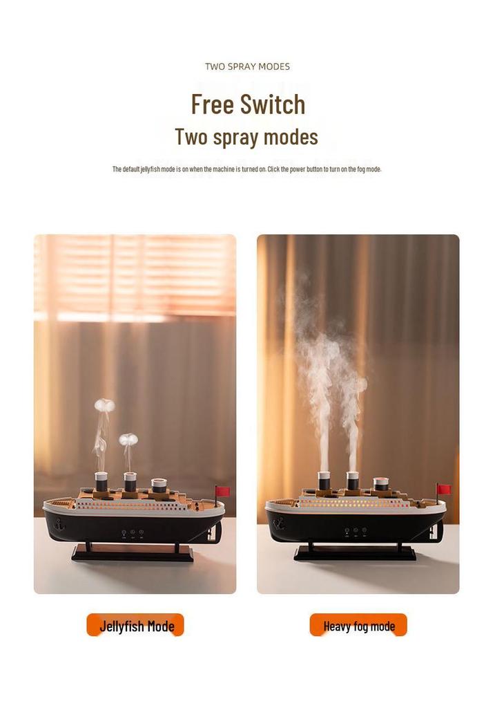 Retro Steamboat Aromatherapy Ultrasonic Jellyfish Mist Humidifier