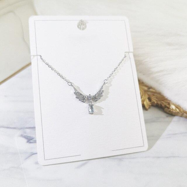 Charm Angel Wing Wedding Necklace Luxury Female Crystal Moonstone Pendant Necklace 925 Sterling Silver Chain Necklaces For Women