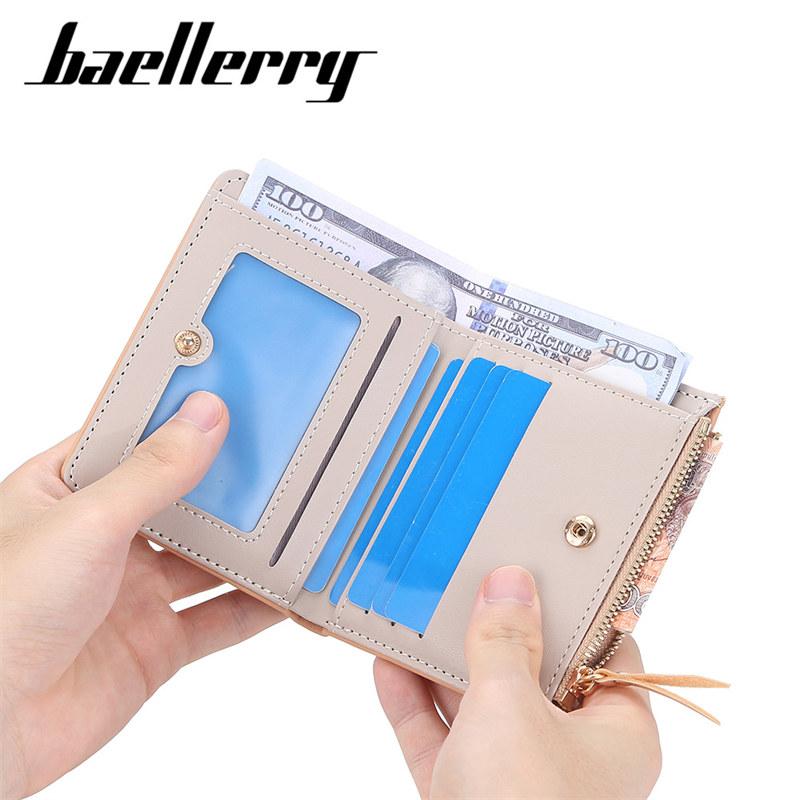 Baellerry Women Fashion Short Wallets Classic Design Bifold Wallet Zipper Hasp Card Holder Coin Purse
