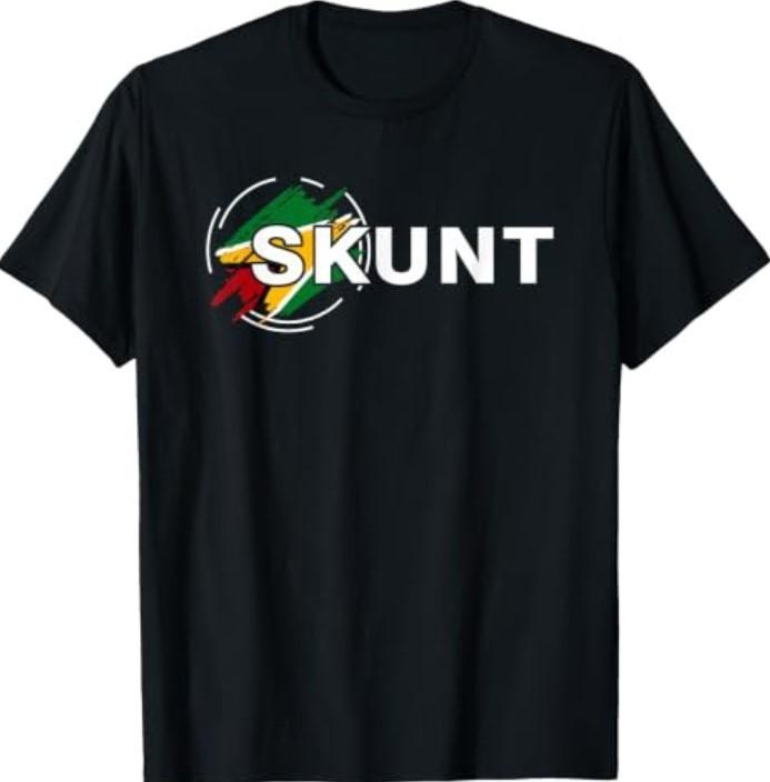 Skunt with Guyana Flag Funny Patriotic design T-Shirt