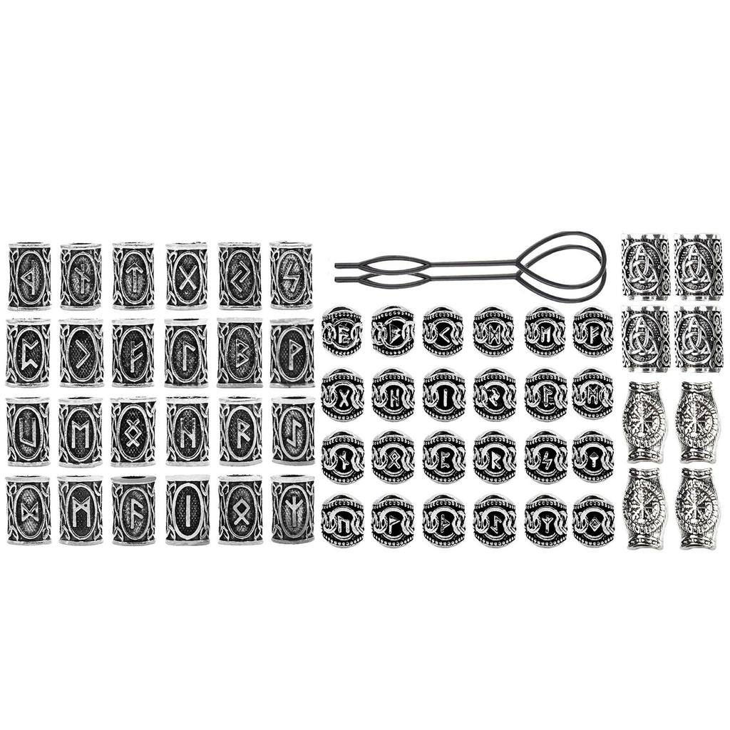 66Pcs Viking Jewelry Set With Rune Costume Adornments Alloy Accessories Necklace Bracelet Earrings for Men and Women