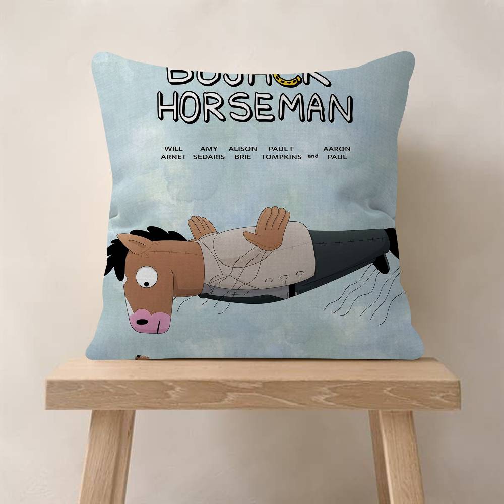Funny Anime BBoJack HHorsemans Pillow Covers Cartoon Sofa Decorative Home Doublesided Printing Short Plush Cute Cushion