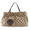 Heart Crest Handbag 212994 Beige GG Canvas Women Used