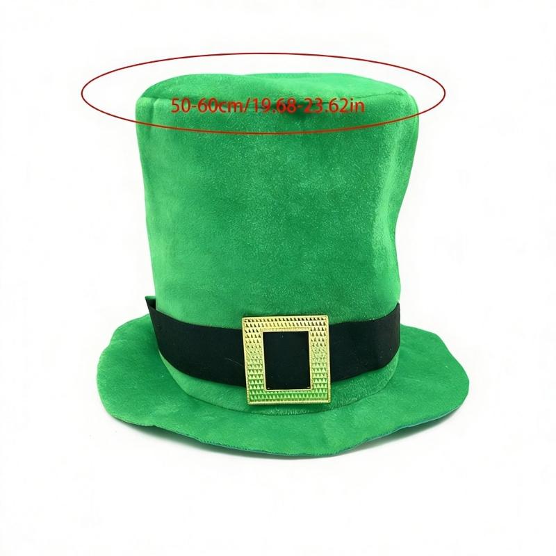 Green Irish Festival Hat with 6 Artificial Moustaches Beards Patricks Day Cosplay Hat for Men Women Festival Celebration