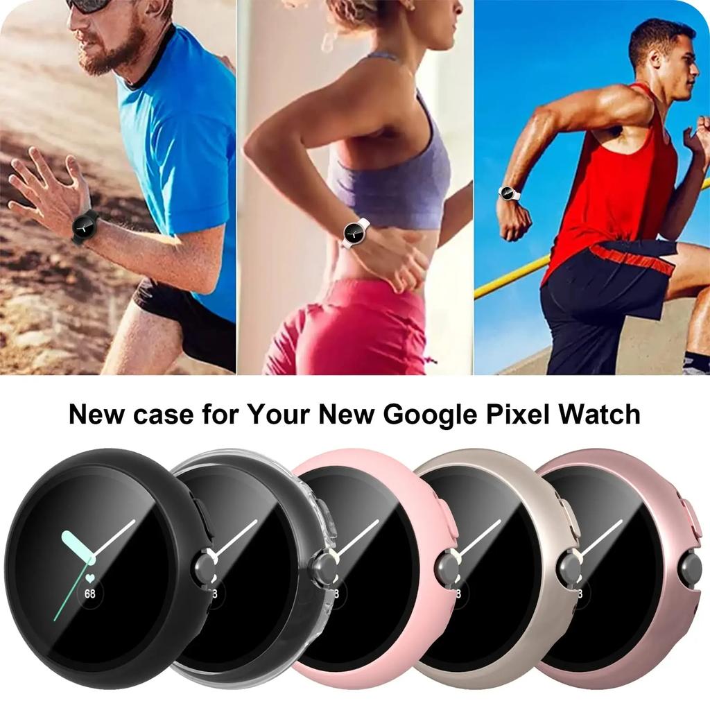 Case with Film for Google Pixel Watch 2/Pixel Watch Screen Protector Tempered Bumper Cover Frame Film PC Hard-Shell for Pixel Watch Accessories
