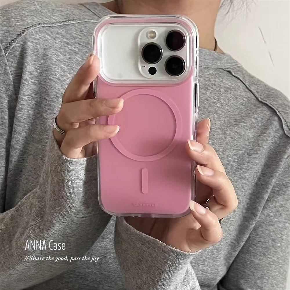 Милый однотонный розовый магнитный чехол для телефона для iPhone 13 14 15 16 17 Pro Max Для MagSafe Беспроводная зарядка Защитный чехол для девушек