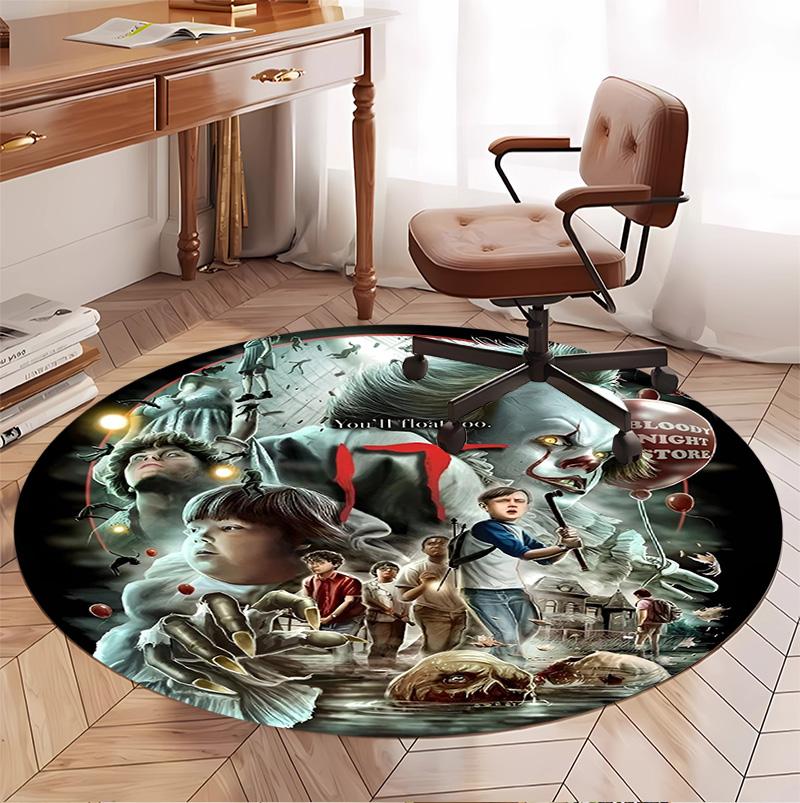 Bride of Chucky Pattern Round Rug, Indoor/Outdoor Mat, for Picnic, Gameroom, Bedroom, Office, Living Room, Home Decor Carpet, Birthday Gift