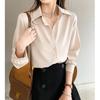 Women Long Sleeve Spring Autumn Chiffon Shirt Korean Slim Fit Pink White Blouse Top Professional Shirts Ladies Work Clothes