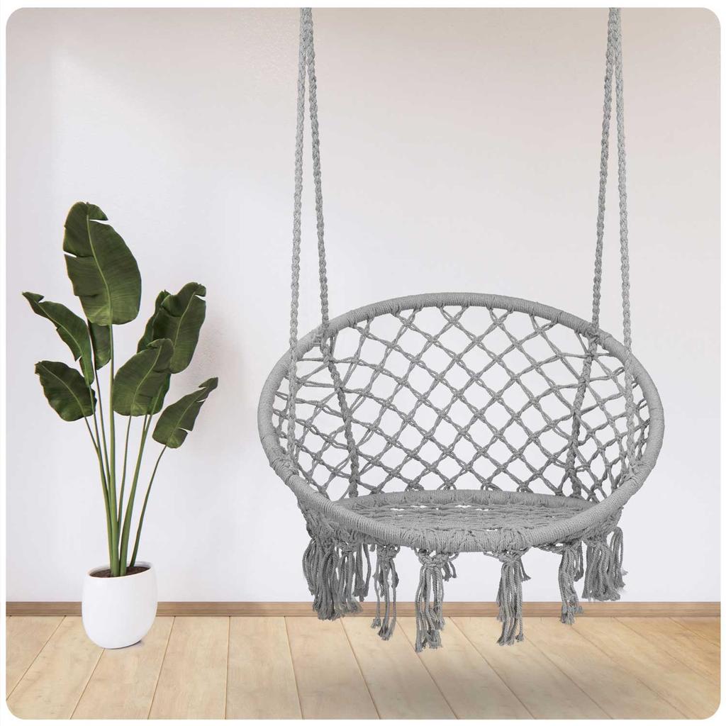 Hanging Garden Swing Chair Boho Gray