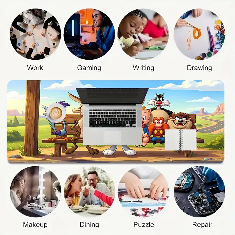Looney Tunes Xl Gaming Mouse Pad Nonslip Rubber Base Stitched Edge Waterproof Desk Mat For Pc Laptop Gamer Office Computer Accessories C929416