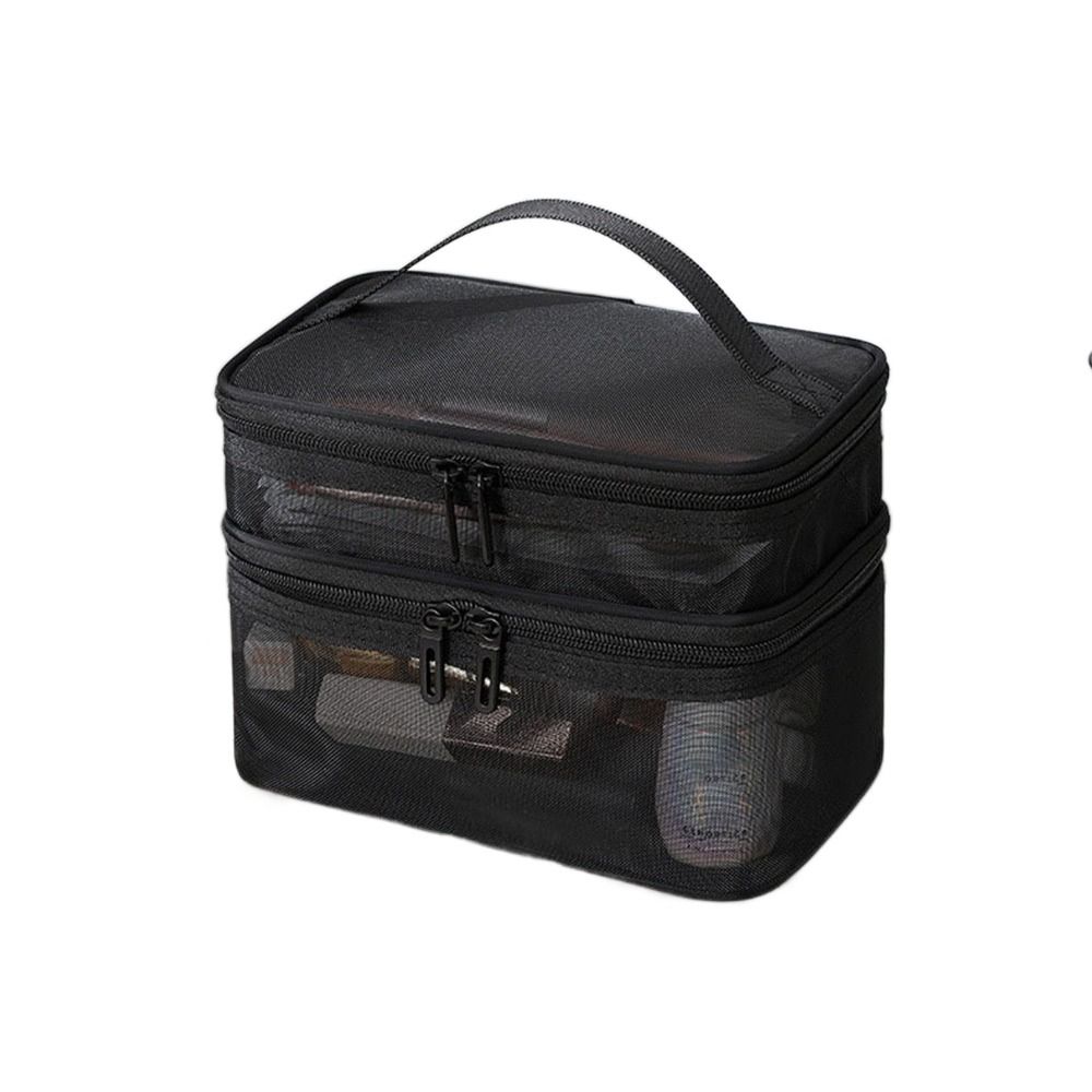 Multifunctional Transparent Mesh Travel Cosmetic Bag Storage 2/3 layer Toiletry Bag Large Capacity Makeup Case Cosmetic Storage