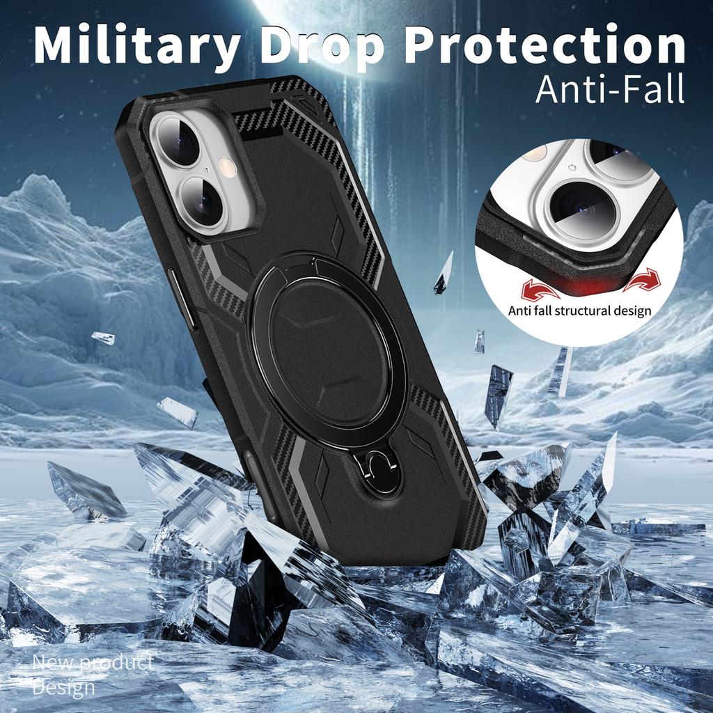 For iPhone 16 Plus Case Compatible with MagSafe Kickstand TPU+PC Phone Cover