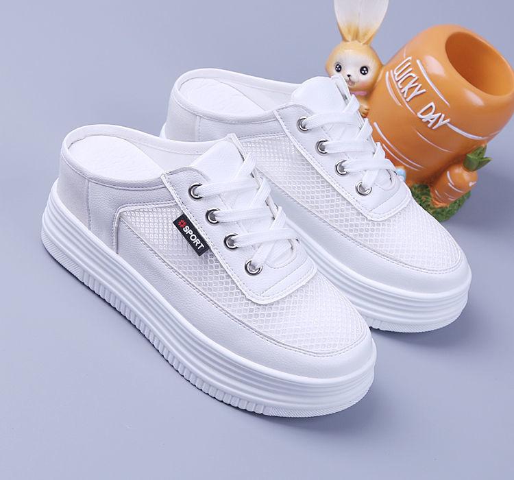 Women's Mules Shoes For Women 2024 Comfortable Wedge Heel Shoe Cute With Premium Platform Slippers Slipper Heeled White