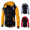 Women's Contrasting Sleeve Fleece Varsity Baseball Hoodie Print Jacket
