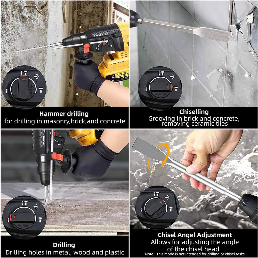 Бесщеточная электрическая дрель-молоток 3 в 1 Многофункциональный ударный молоток для стали бетона дерева Для аккумулятора Makita/Dewalt/Milwaukee