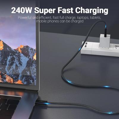 Кабель передачи данных USB 4.0 Type-C, кабель для быстрой зарядки 240 Вт со скоростью 40 Гбит/с, поддержка видео 8K HD, Thunderbolt 3/4 для телефона, переключателя iPad