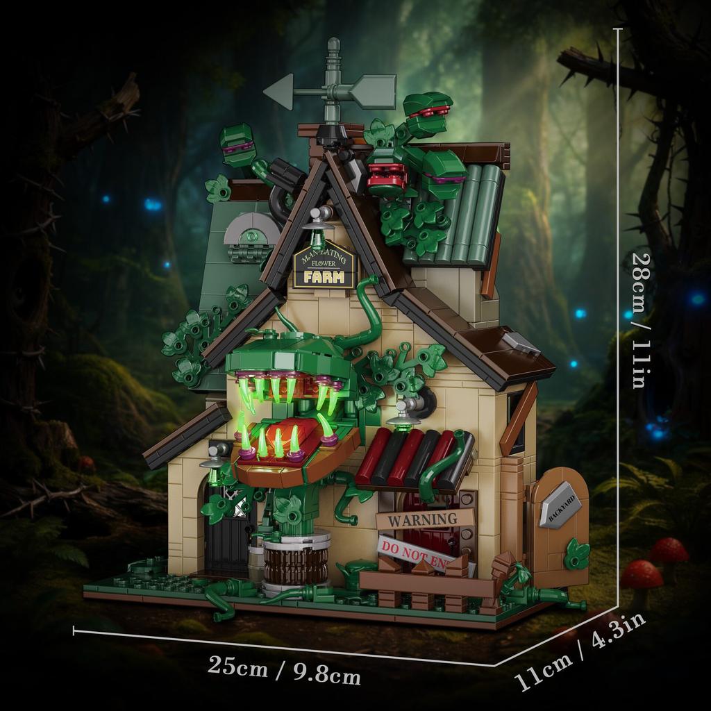 Creepy Carnivorous Plant House Building Blocks , Giant Venus Flytrap House Bricks Model, Creative Desktop Collectible Decor