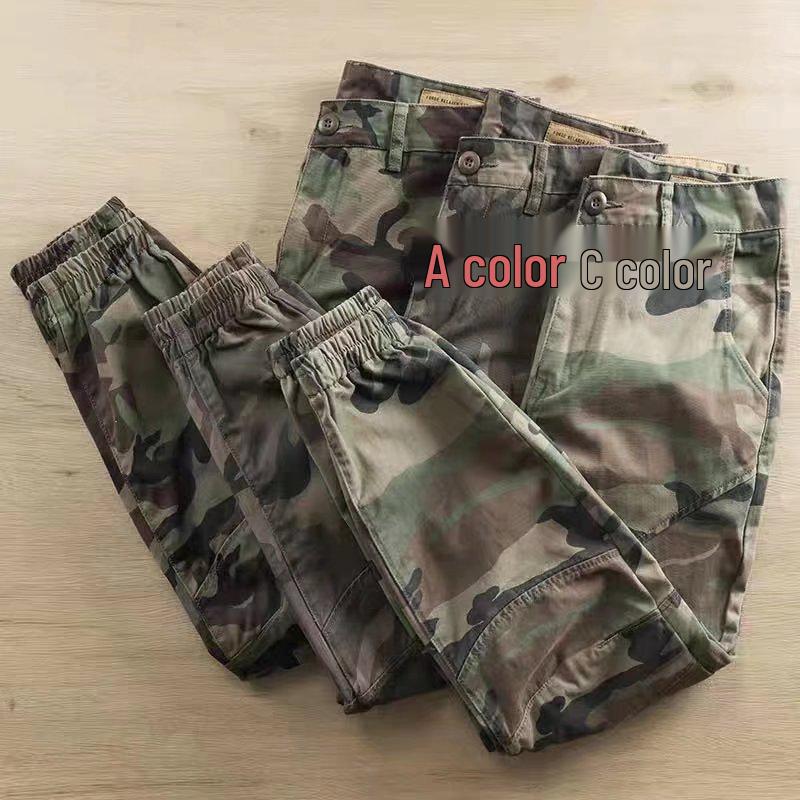 Мужские ретро камуфляжные джоггеры карго - Свободные повседневные брюки в военном стиле для уличной одежды и рабочей одежды
