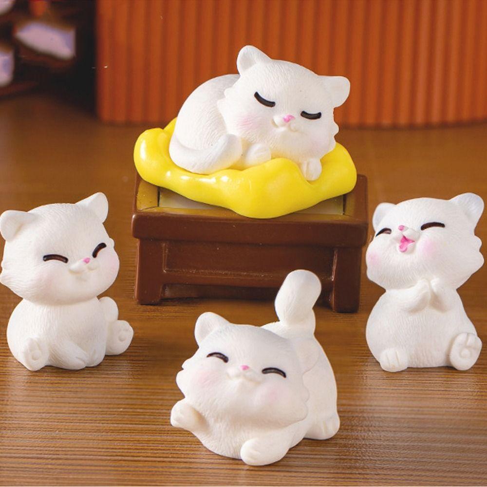 Party Supplies Cute Mini Cat Figurines DIY Resin Crafts Cat Statue Cartoon Kitten Figurines Miniature Car Accessories