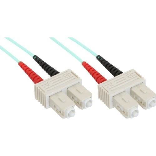 Câble Patch SC Multi-mode (M) - 1m - Fibre Optique - 50/125µm (OM3) - Sans Halogène - Turquoise