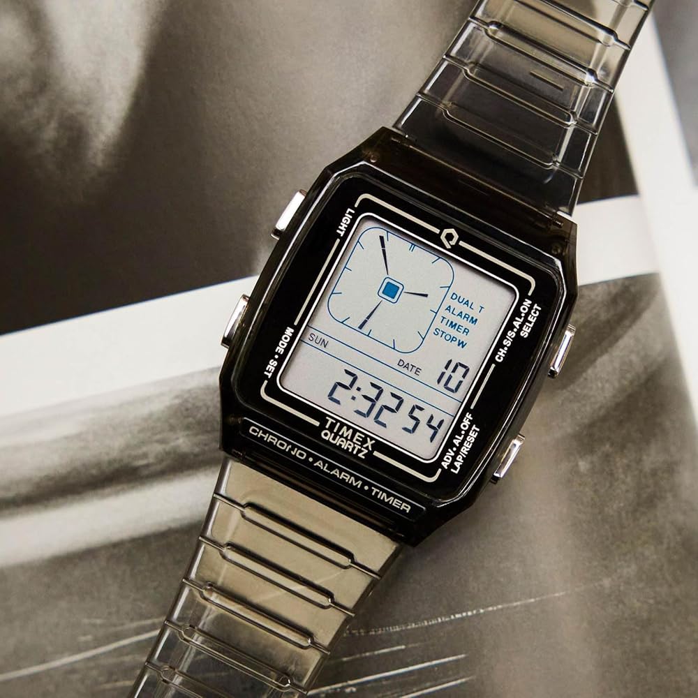 Кварцевые часы TIMEX QLCA с прозрачным черным циферблатом из смолы и акрила, унисекс, TW2W45000, прозрачные [параллельный импорт]