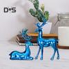 2 шт., парная фигурка оленя, стоящая, лежащая, статуя оленя из смолы, скульптура лося, рождественская, для домашнего офиса, книжной полки, украшения для рабочего стола, орнамент