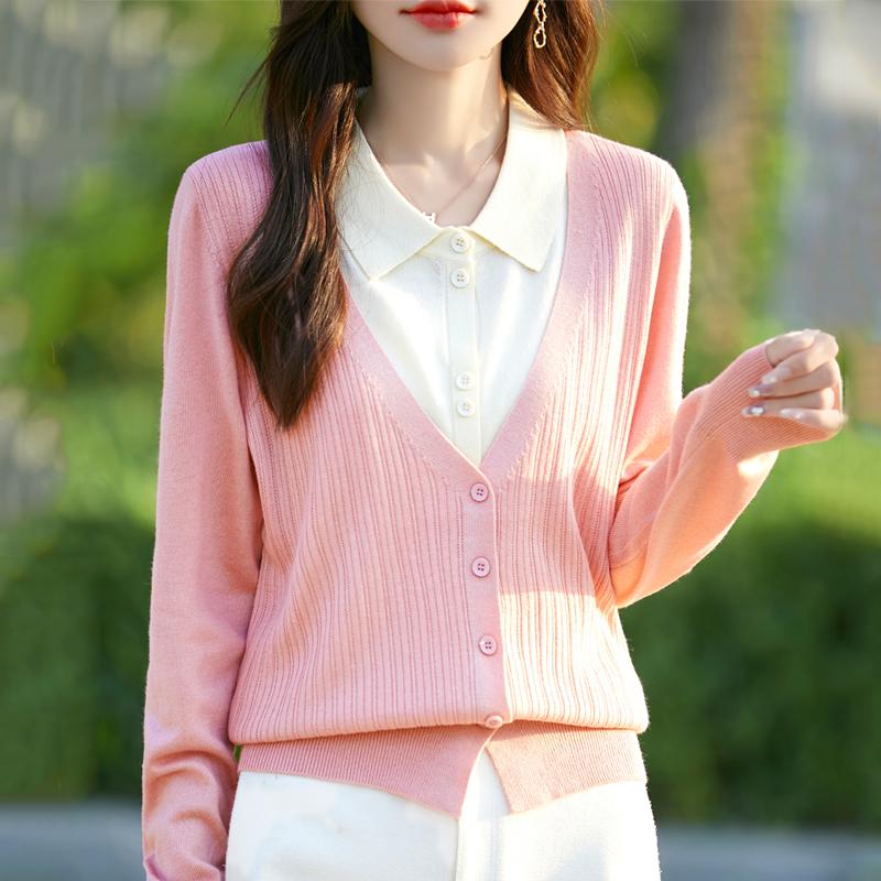 Женский кашемировый кардиган Qinghe кашемир 50% шерсть 50% шелк Женский осенне-зимний кашемировый кардиган мягкий и теплый