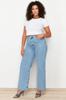 Women's Style Plus Size Light Blue High Waist Wide Cut Jeans