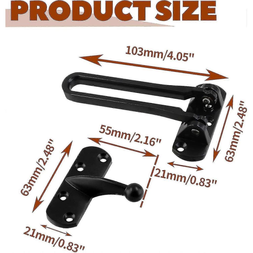 Swing Bar Door Lock Latch for Home Security, Door Guard Reinforcement Door Lock,Security for Kids,Black01 - CHUNCC