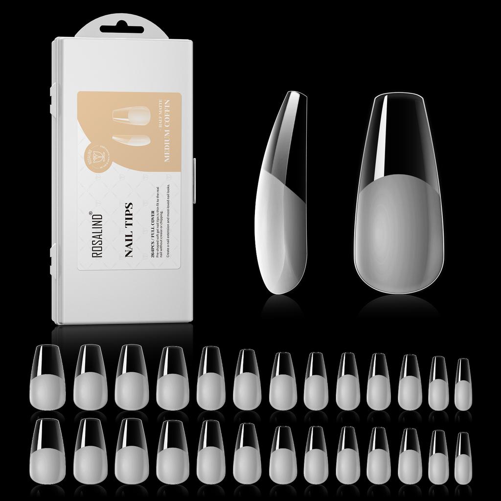 264 шт., полуматовые длинные накладные ногти, матовое покрытие, накладные ногти, УФ-гель, наращивание ногтей, инструмент для дизайна ногтей