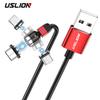 USLION Магнитный кабель Светодиодный нейлоновый кабель Micro USB Type C Зарядное устройство для Iphone USB-C Магнитный шнур Type-C