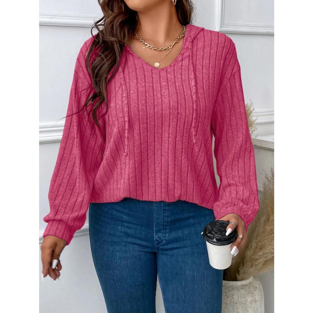 HNXC Женская мода повседневная осень-зима однотонные принты с длинным рукавом и капюшоном блузки и рубашки