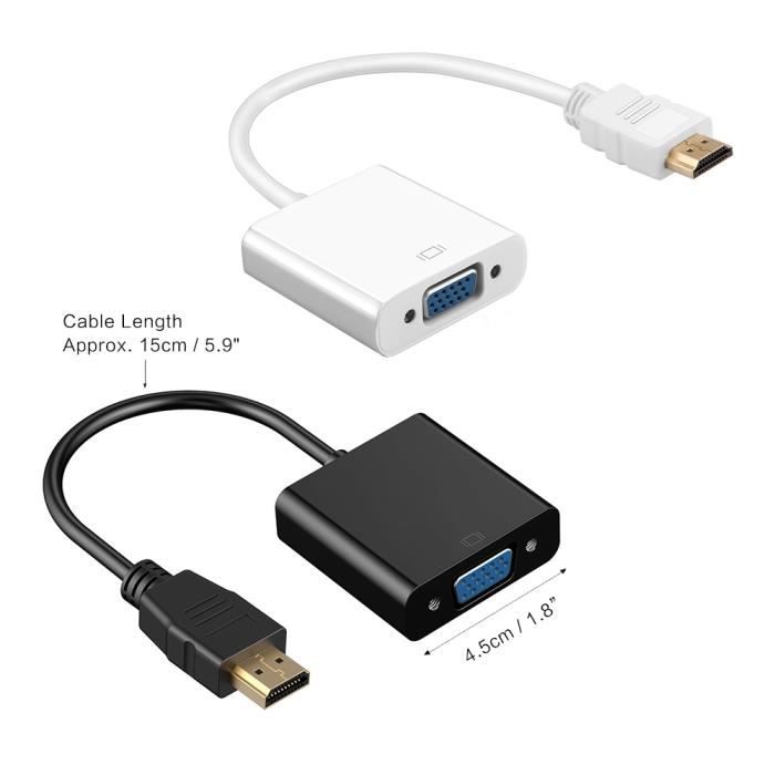 HDMI To VGA Adapter - High Quality - 1080P - Audio Support - HDMI Male - VGA Female