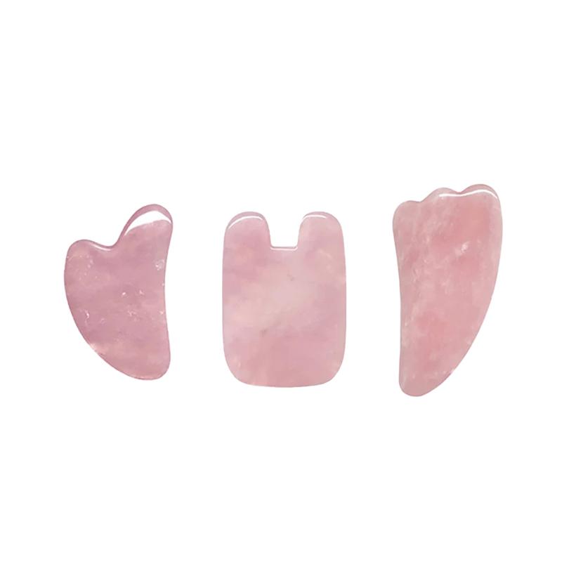 100% Natural Rose Quartz Jade Roller Gua Sha Massager Set Jade Stone Gouache Scraper Facial Massage Lifting SPA Anti Aging Tools