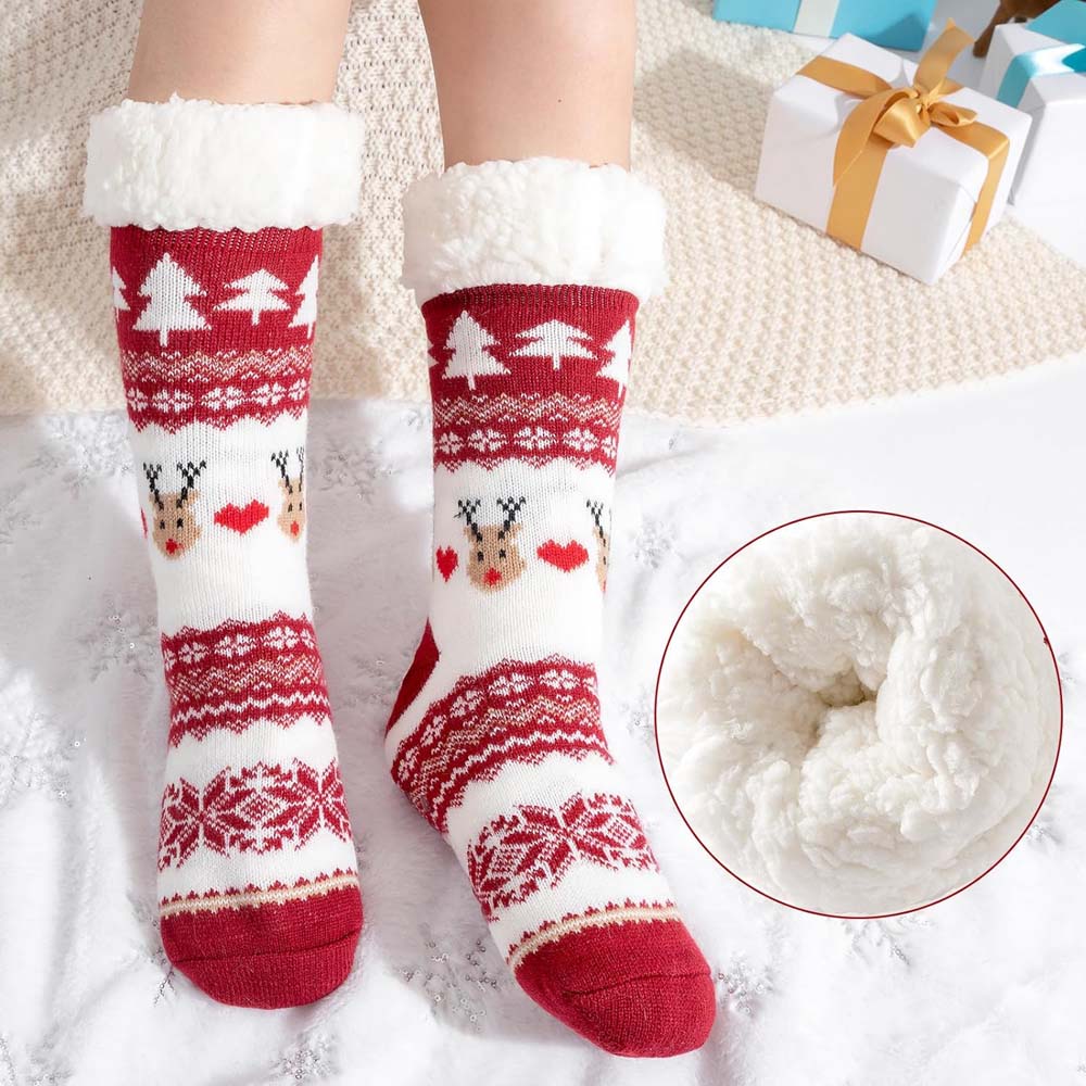Christmas Thermal Slipper Socks Thick Warm Anti Slip Winter Cosy Bed Floor Socks