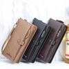 Mens Vintage Pu Leather Clutch Bag Casual Cell Phone Bag with Lanyard Multi-card Long Wallet Gift for Boyfriend Husband