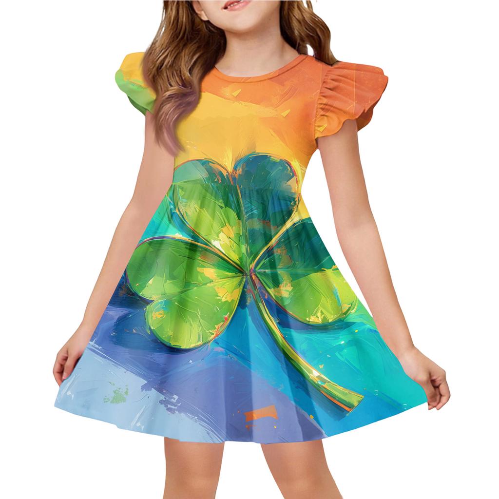 Летнее платье принцессы для девочек - А-силуэтное платье-футболка Ст. День Патрика