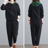 2 шт./компл., штаны с капюшоном, костюм на молнии с длинными рукавами и капюшоном, свободный толстый эластичный пояс с ремешками на щиколотке, однотонный мягкий теплый женский топ, комплект брюк на осень