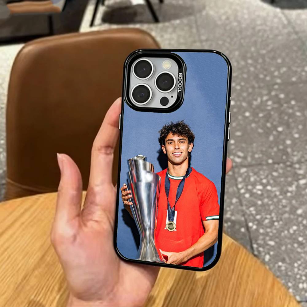 Футболист Жоау Феликс Чехол для телефона для iPhone 17, 16, 15, 14, 13, 12, 11 Plus, Pro Max Цветной Посеребренный Внутренняя крышка