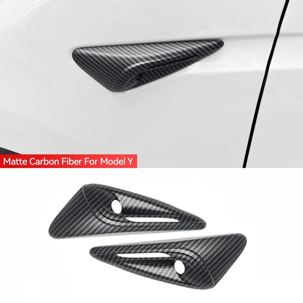 For Tesla New Model 3 Highland 2024 Side Camera Cover Lens Protector Black White Red Shiny Matte Carbon Fiber Pattern