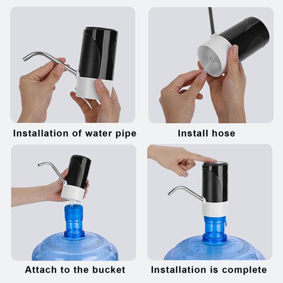 Электрический водяной насос, перезаряжаемый через USB, портативный, простой в использовании насос для бутылки с водой для домашнего офиса, кемпинга