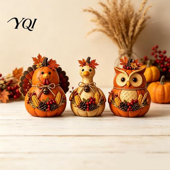 Thanksgiving Tiered Tray Decorations 3PCS Rustic Autumn Harvest Wooden Ornaments, Animal Designs Retro Table Decor Distressed Farmhouse Crafts,