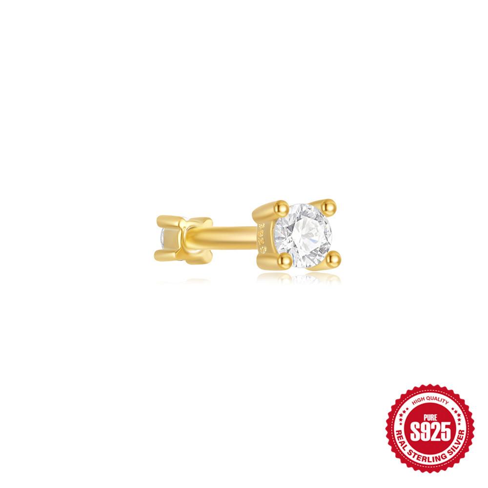 Серьги-пирсинг из стерлингового серебра S925, спиральные, для хряща, 16G, с цветком «кошачий глаз», бриллиантовой короной, двойные, двухсторонние, можно носить в несколько рядов