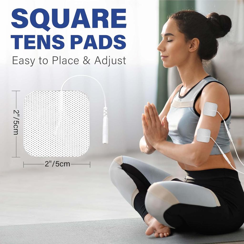 Unit Electrode Pads, 16PCS 2"x2" Unit Pads for EMS Muscle Stimulator Electrotherapy, Self-Adhesive TENS Pads Replacement, Reusable and Latex-Free