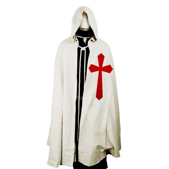 Мужской средневековый рыцарь крестоносец тамплиер табард Хэллоуин костюм с капюшоном плащ мантия косплей Ренессанс костюм платье