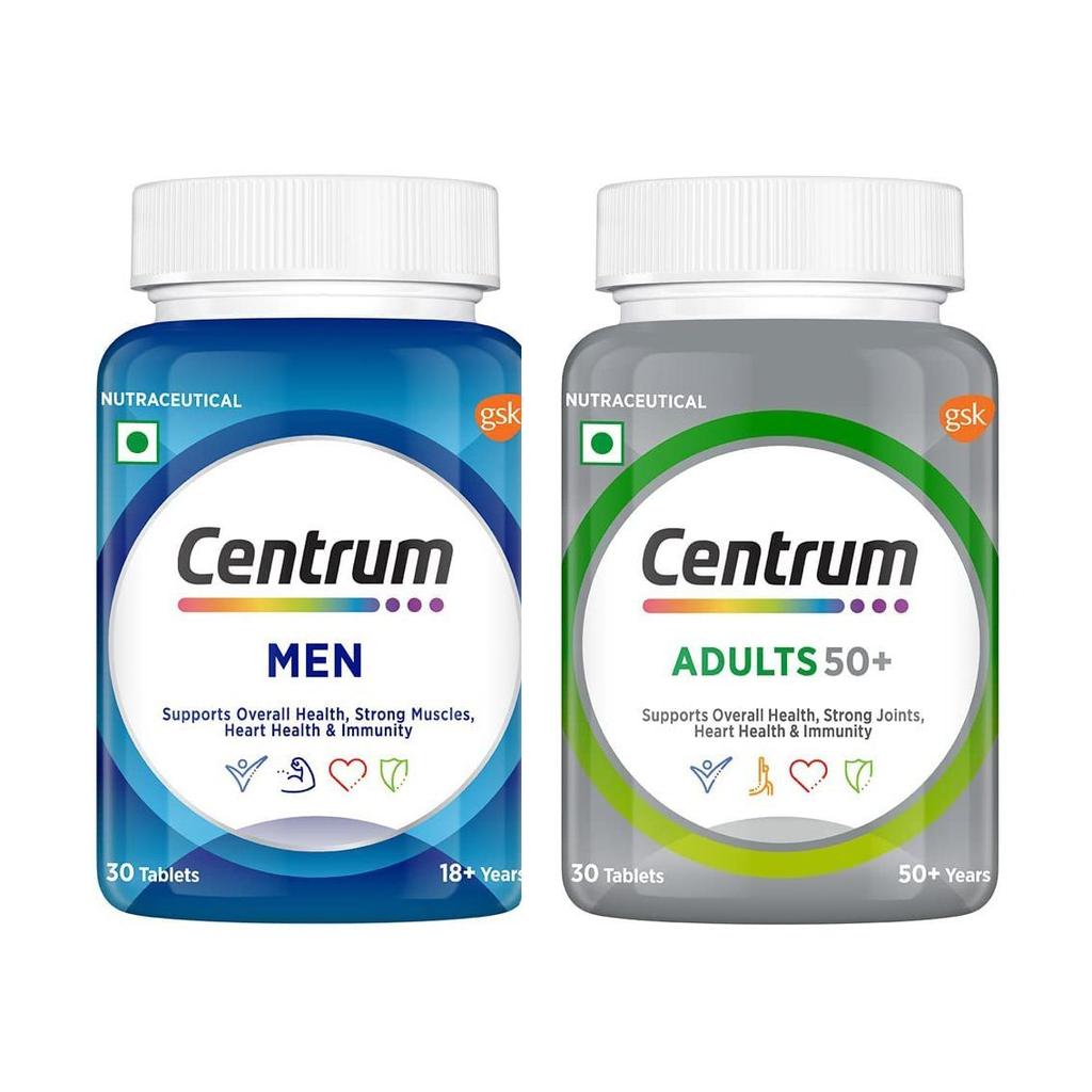 Набор: добавка для мужчин и добавка для взрослых 50+ (30 таб + 30 таб), Men & Adults 50+ Set, Centrum